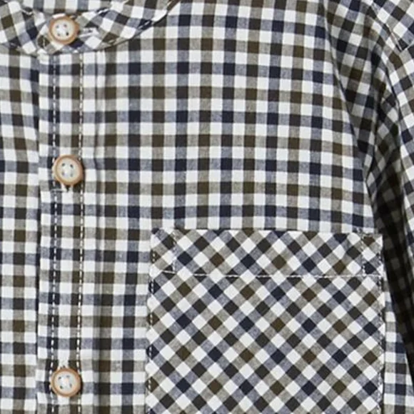 Zara Kids Checkered Button Down Shirt - Navy and White - Picture 2 of 6